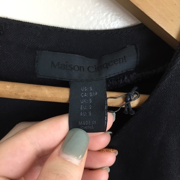 Edgy Long Sleeve Black Denim Frayed Hem Dress - Picture 3 of 8